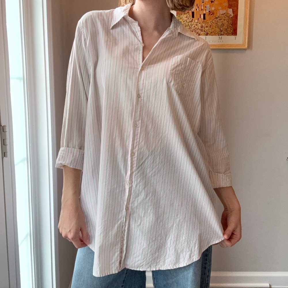 Casual Striped Pinky & White Night Gown